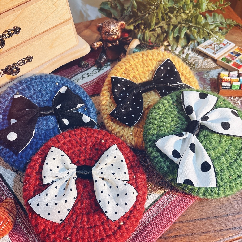 大きなリボンのベレー帽(秋)