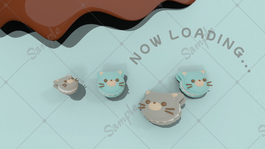 【動く背景】可愛く動く 待機画面 マカロン猫Ver. 無料配布 【配信素材】