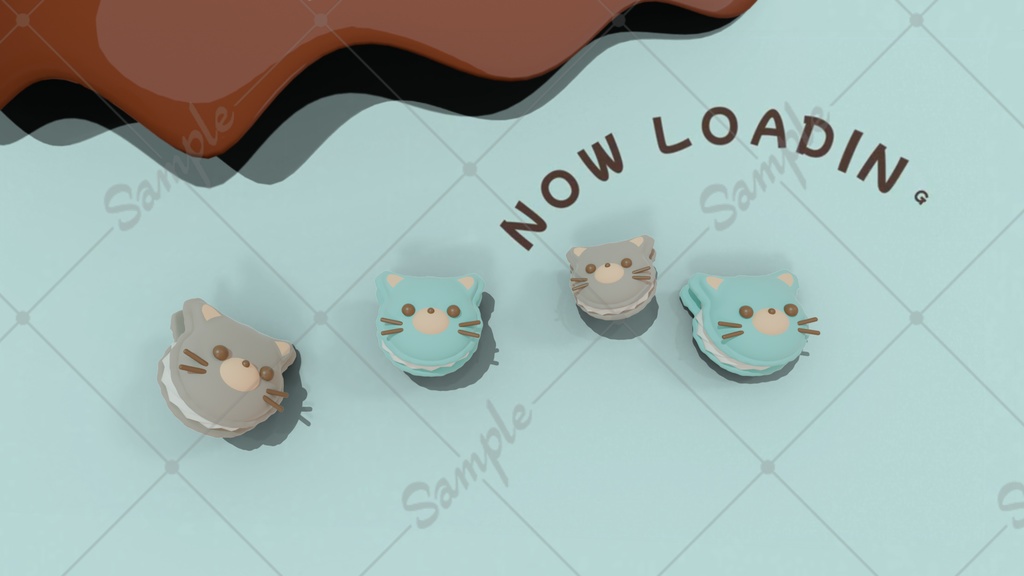 【動く背景】可愛く動く 待機画面 マカロン猫Ver. 無料配布 【配信素材】