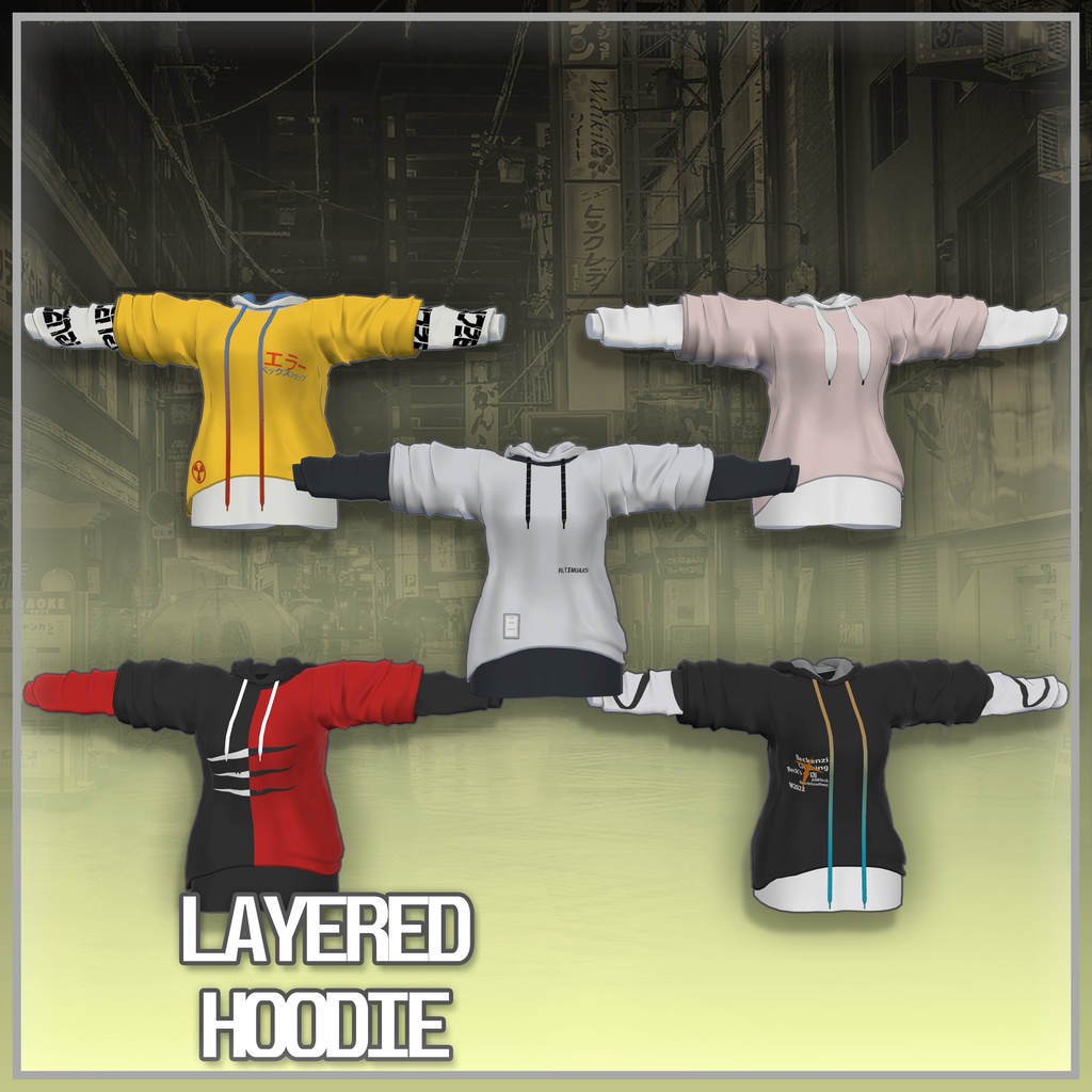 3Dレイヤードパーカー for Selestia/セレスティア,Maya/舞夜,Rindo/竜胆,Grus,,Kikyo/桔梗,Eyo/イヨ