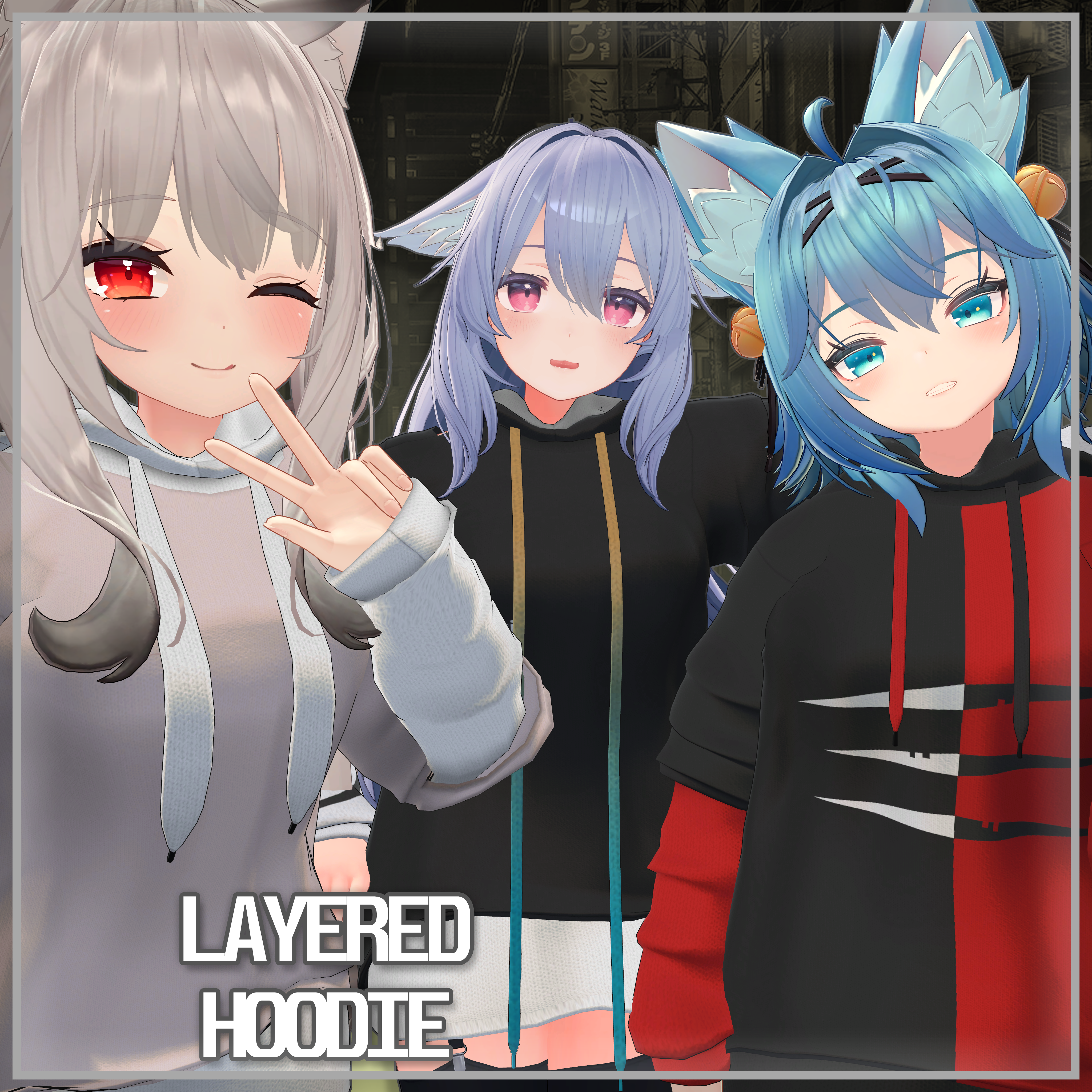 3Dレイヤードパーカー for Selestia/セレスティア,Maya/舞夜,Rindo/竜胆,Grus,,Kikyo/桔梗,Eyo/イヨ