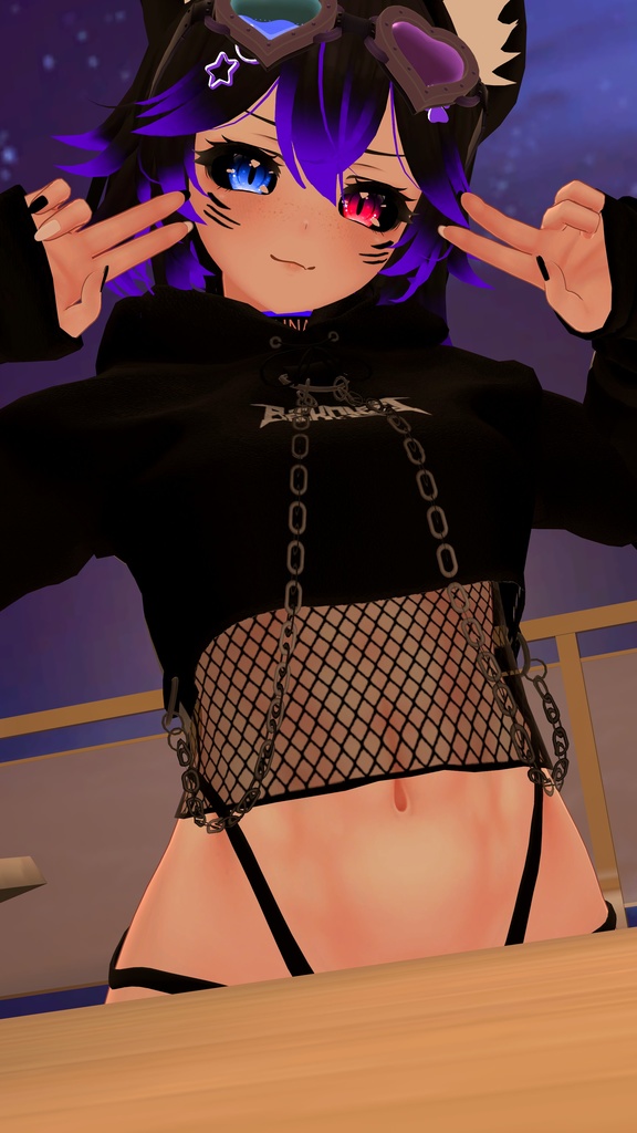 BECKENZI チェーン付きクロップドパーカー