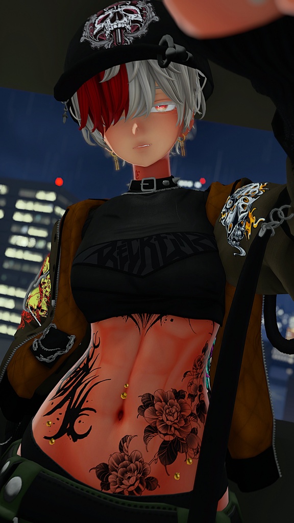 BECKENZI クロップトップ + 襟/Croptop & Spiked Collar