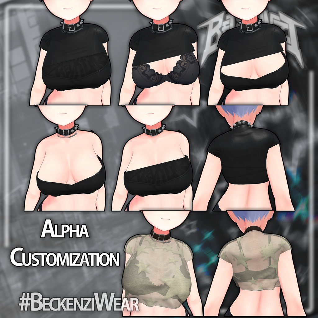 BECKENZI クロップトップ + 襟/Croptop & Spiked Collar