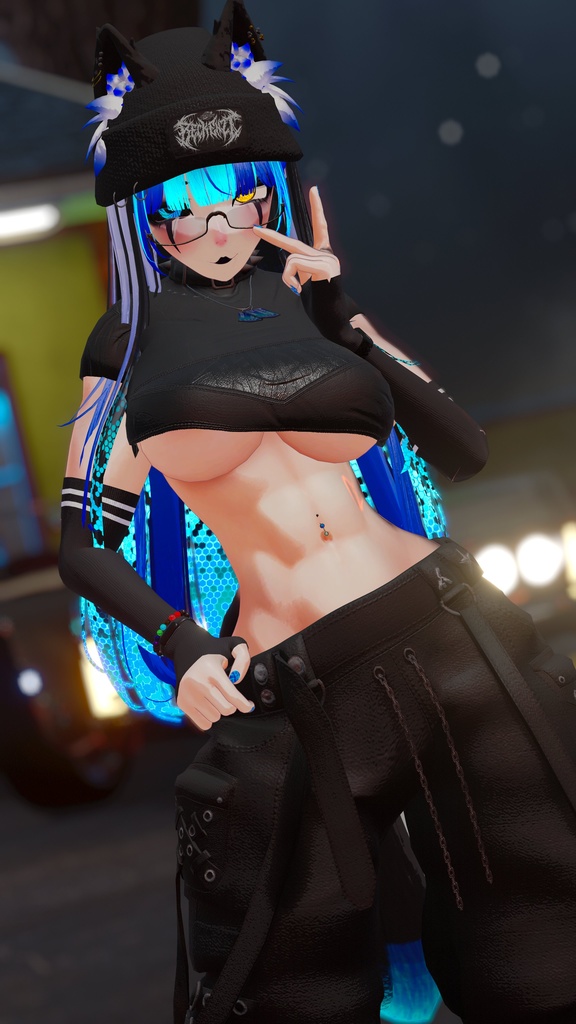 BECKENZI クロップトップ + 襟/Croptop & Spiked Collar