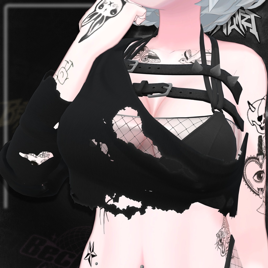 BECKENZI 水着クロップトップ /Torn Swimsuit Croptop