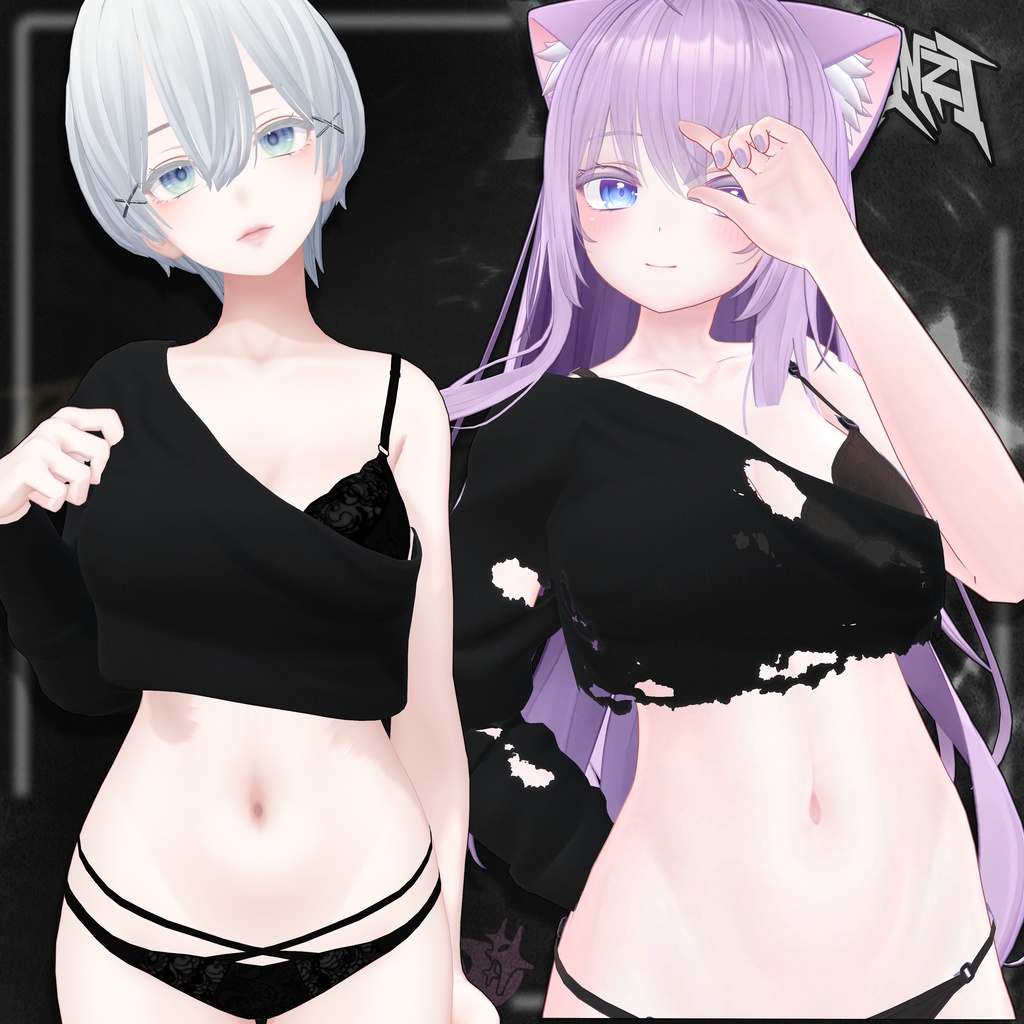 BECKENZI 水着クロップトップ /Torn Swimsuit Croptop