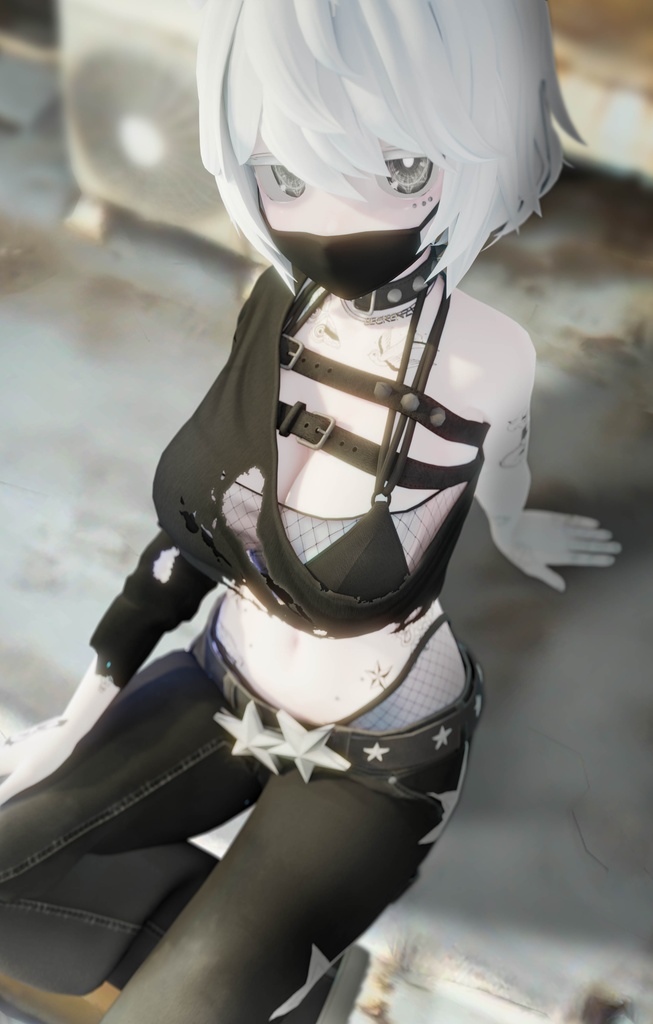 BECKENZI 水着クロップトップ /Torn Swimsuit Croptop