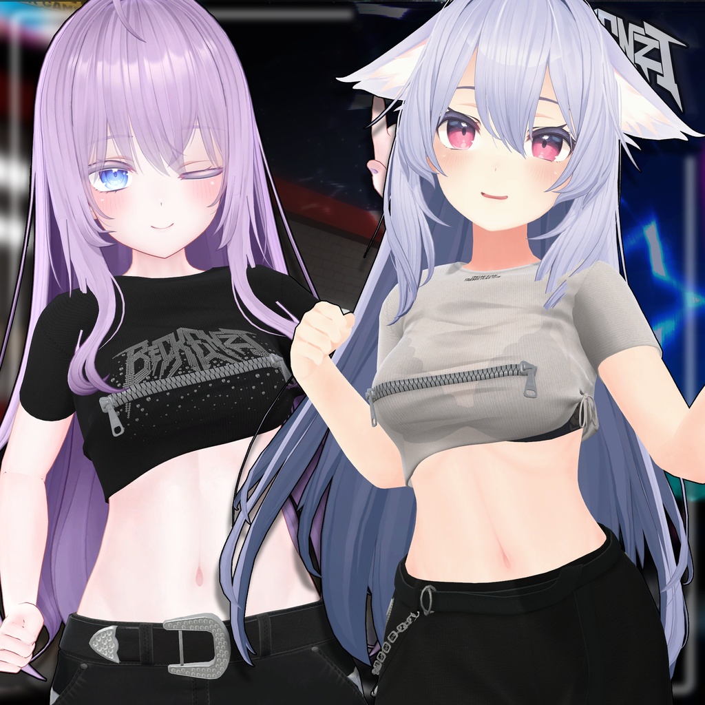 BECKENZI ジッパークロップシャツ/Zipper Croptop