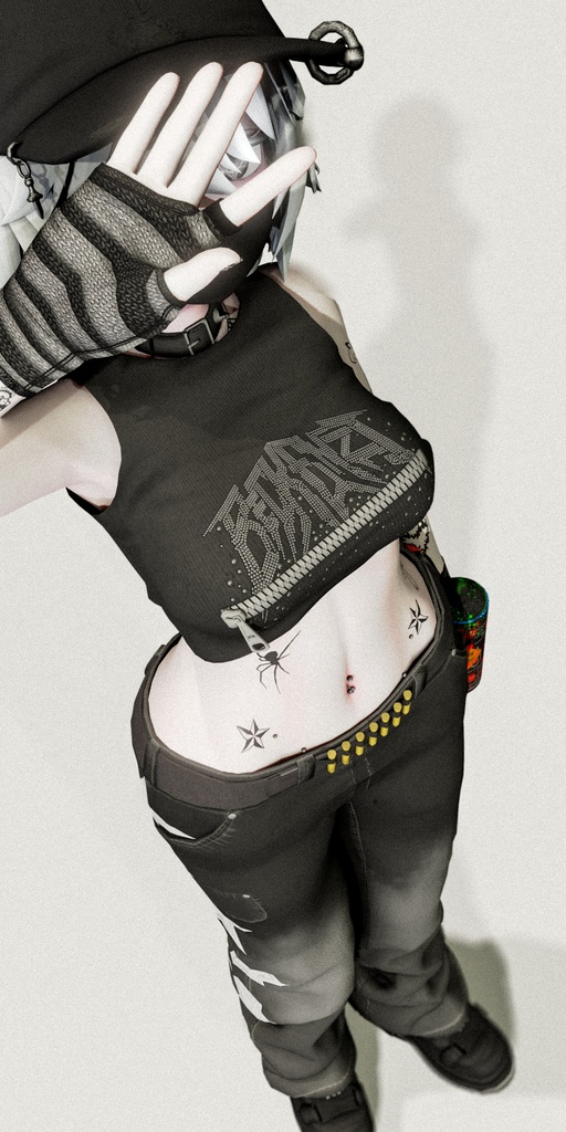 BECKENZI ジッパークロップシャツ/Zipper Croptop