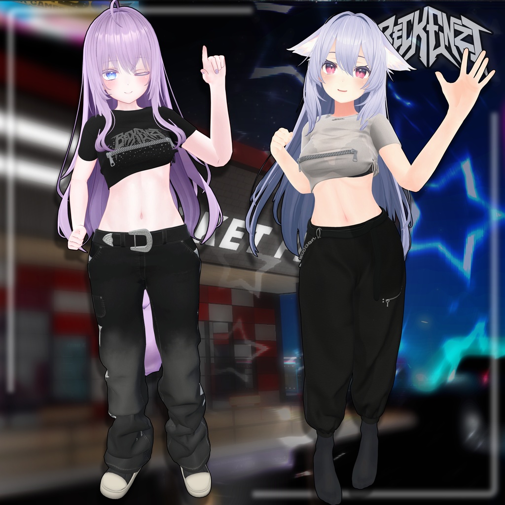 BECKENZI ジッパークロップシャツ/Zipper Croptop