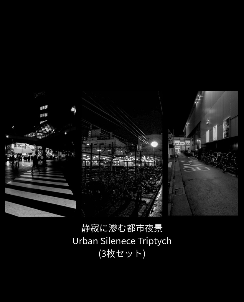 静寂に滲む都市夜景 – Urban Silence Triptych（3枚セット）