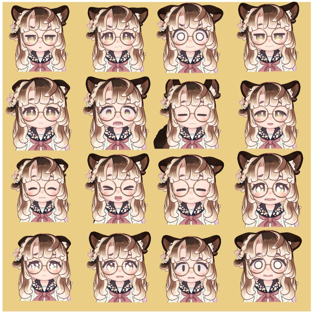 みつまめちゃん用表情セット 16種類