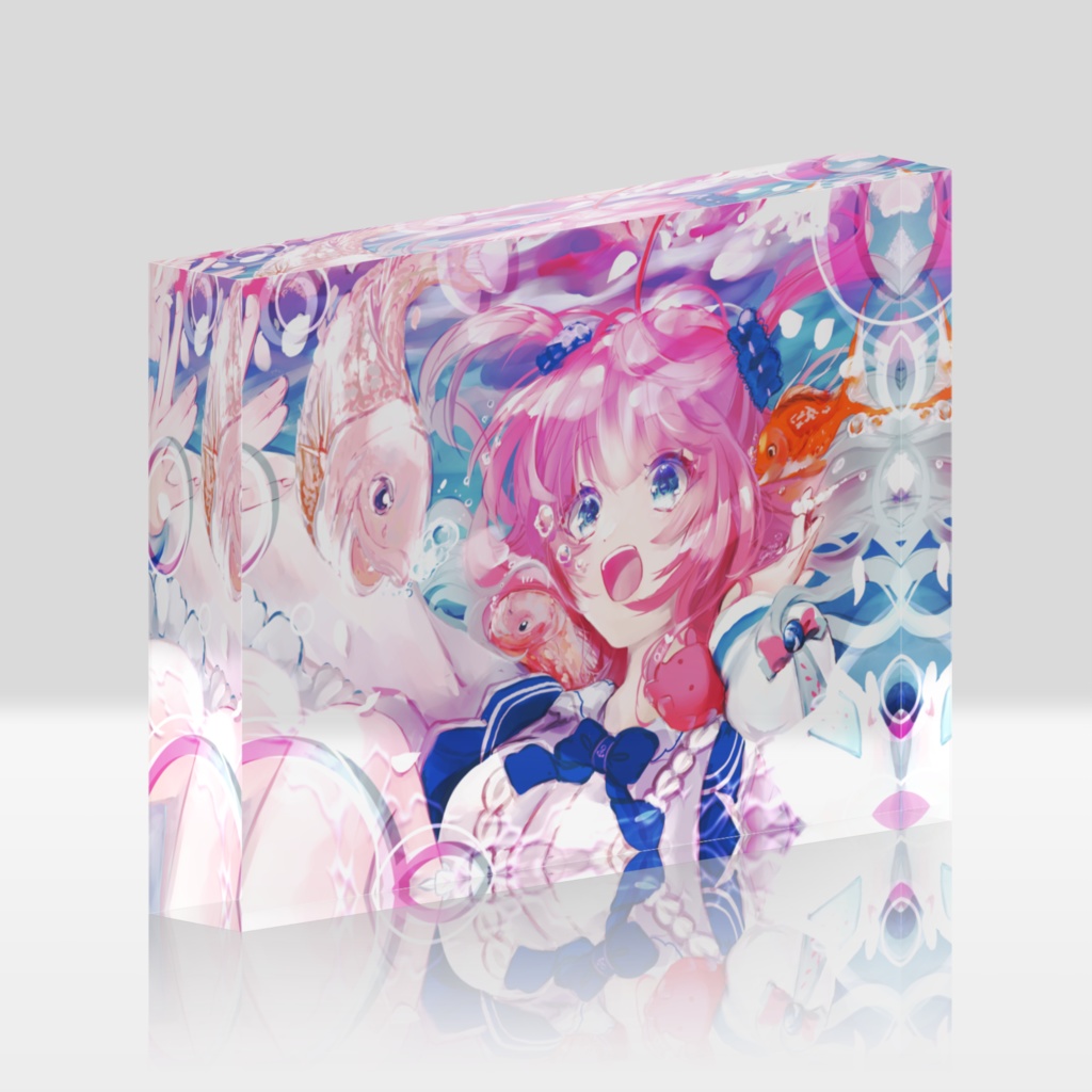 アズールちゃんとサクラダイと桜鯛のアクリルブロック