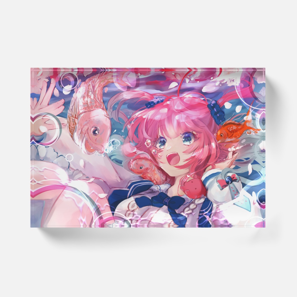 アズールちゃんとサクラダイと桜鯛のアクリルブロック