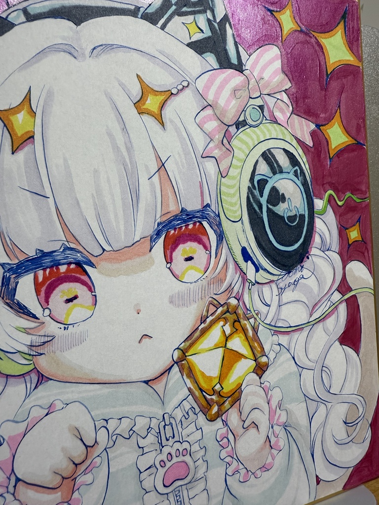 オリジナルイラスト色紙【ダイヤのヘッドフォン】