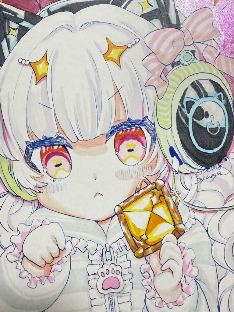 オリジナルイラスト色紙【ダイヤのヘッドフォン】