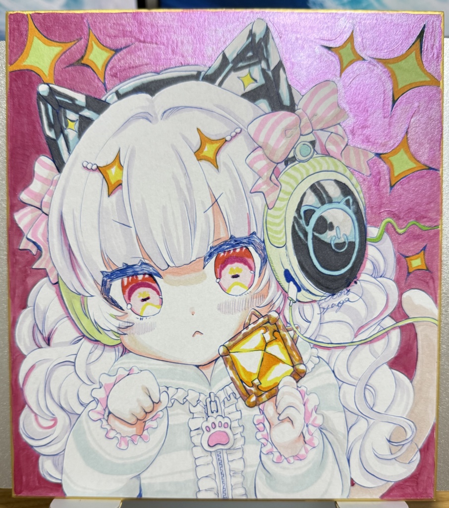 オリジナルイラスト色紙【ダイヤのヘッドフォン】