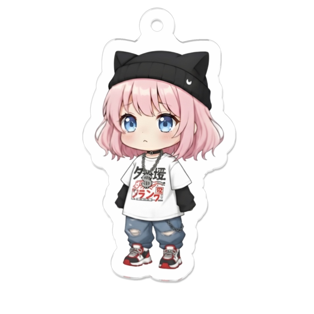 クールな猫耳ニット帽 アクリルキーホルダー