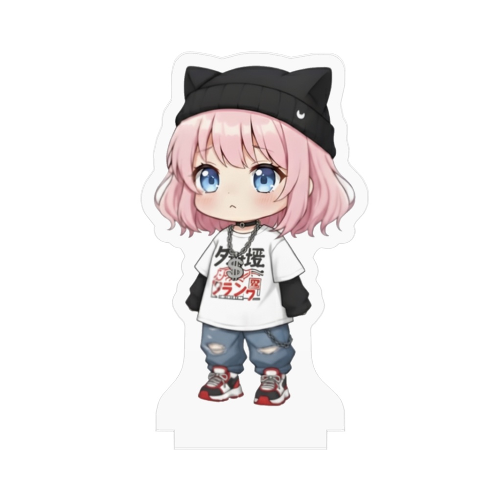 クールな猫耳ニット帽 アクリルフィギュア