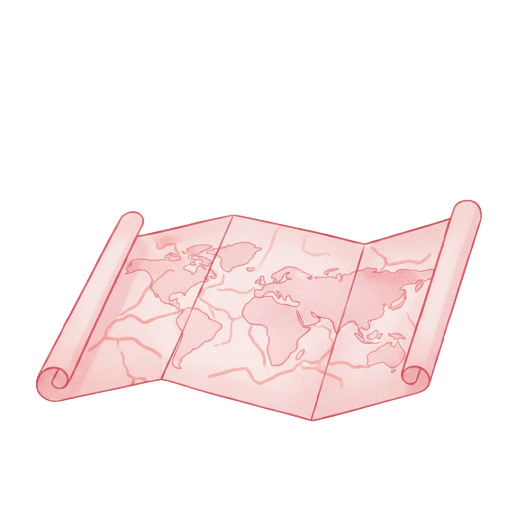 ピンクの旅モチーフ素材セット|水彩・ヴィンテージ風クリップアート