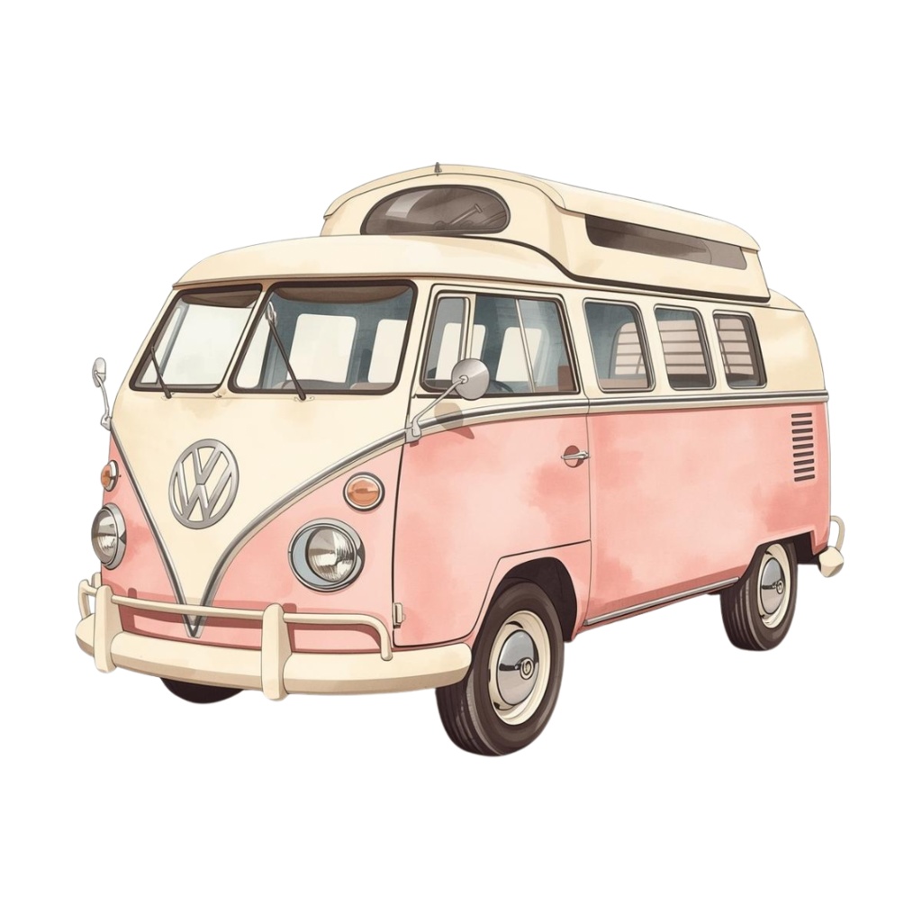 レトロピンクの旅アイテムクリップアート|16点セット