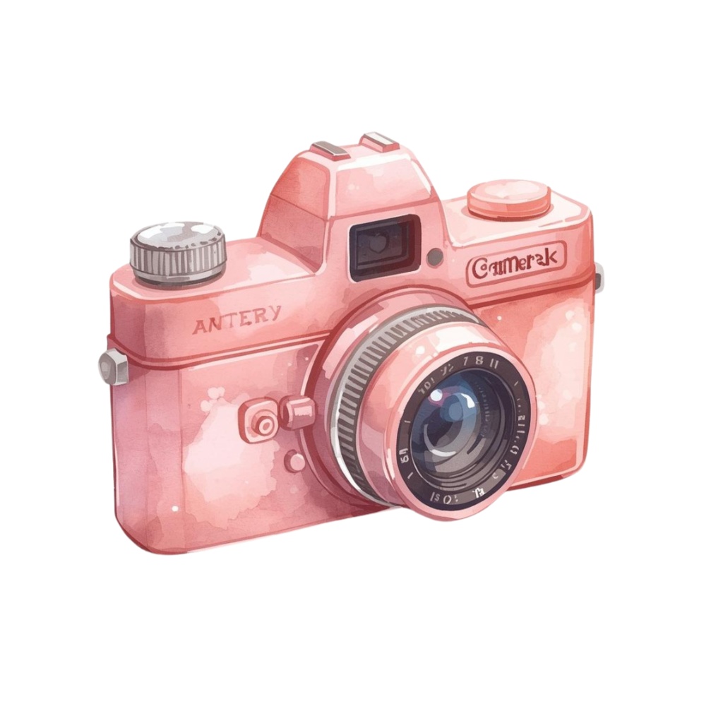 レトロピンクの旅アイテムクリップアート|16点セット