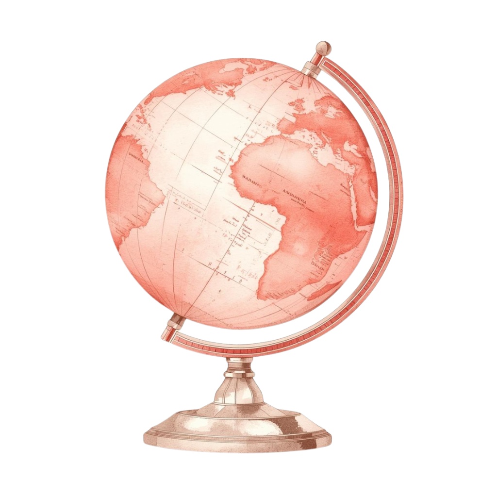 レトロピンクの旅アイテムクリップアート|16点セット