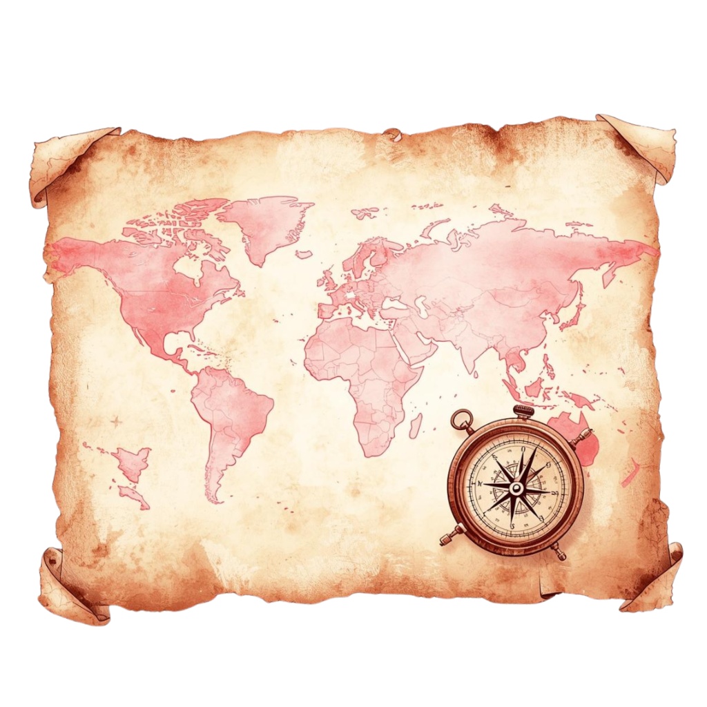 レトロピンクの旅アイテムクリップアート|16点セット