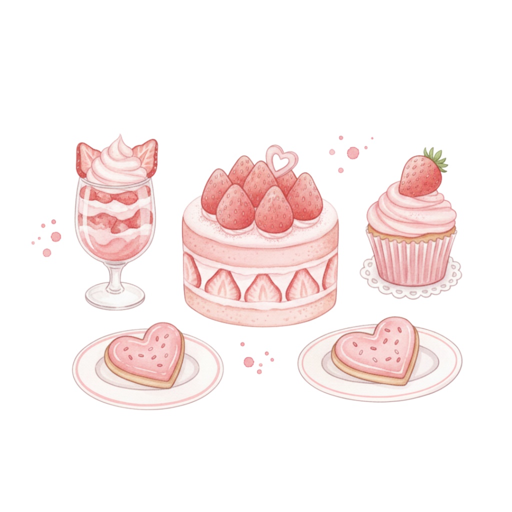 Pastel Valentine Clipart|水彩レトロ素材(12点)