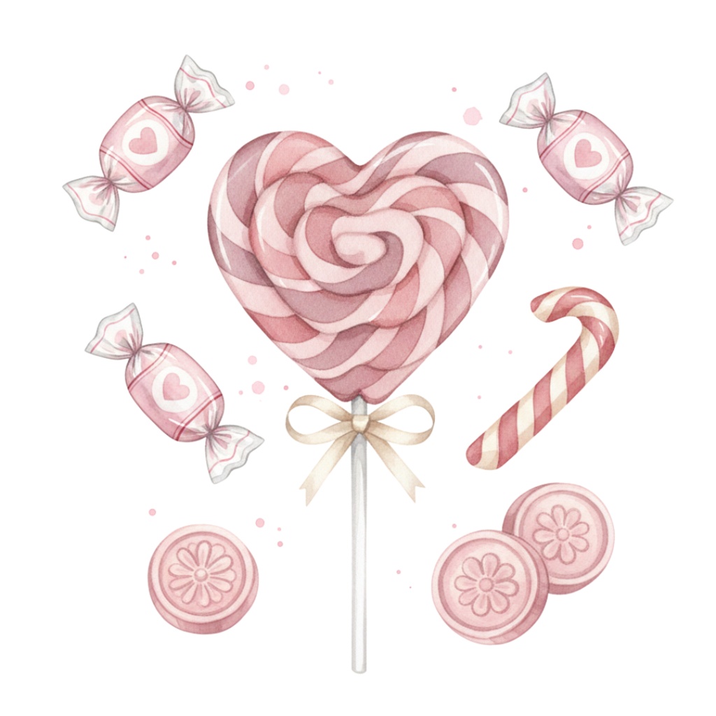 Pastel Valentine Clipart|水彩レトロ素材(12点)