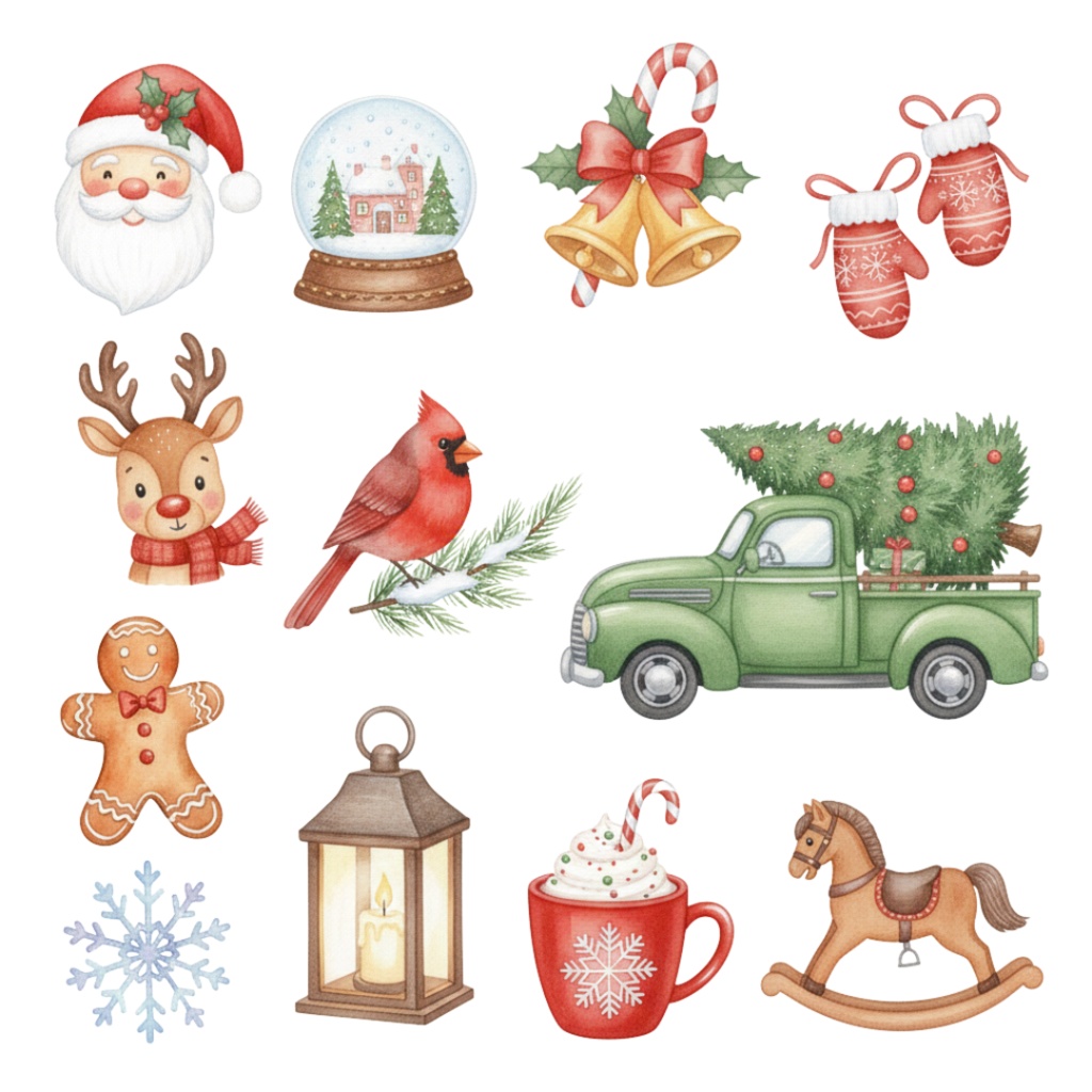 Watercolor Christmas Clipart Pack|100点以上|水彩クリスマス素材集
