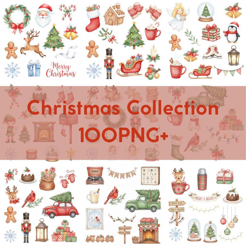 Watercolor Christmas Clipart Pack|100点以上|水彩クリスマス素材集