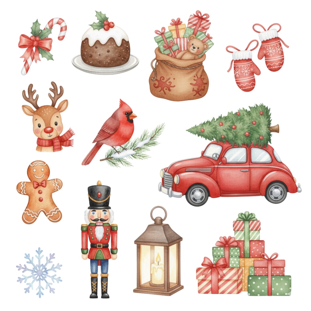 Watercolor Christmas Clipart Pack|100点以上|水彩クリスマス素材集