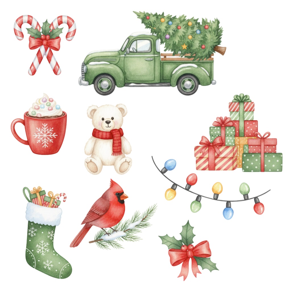 Watercolor Christmas Clipart Pack|100点以上|水彩クリスマス素材集