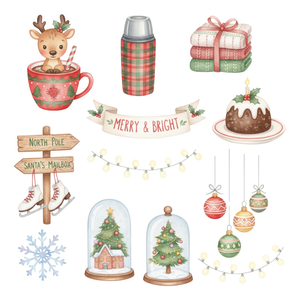 Watercolor Christmas Clipart Pack|100点以上|水彩クリスマス素材集