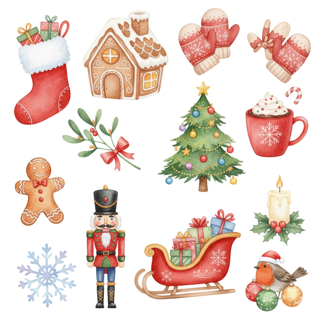 Watercolor Christmas Clipart Pack|100点以上|水彩クリスマス素材集