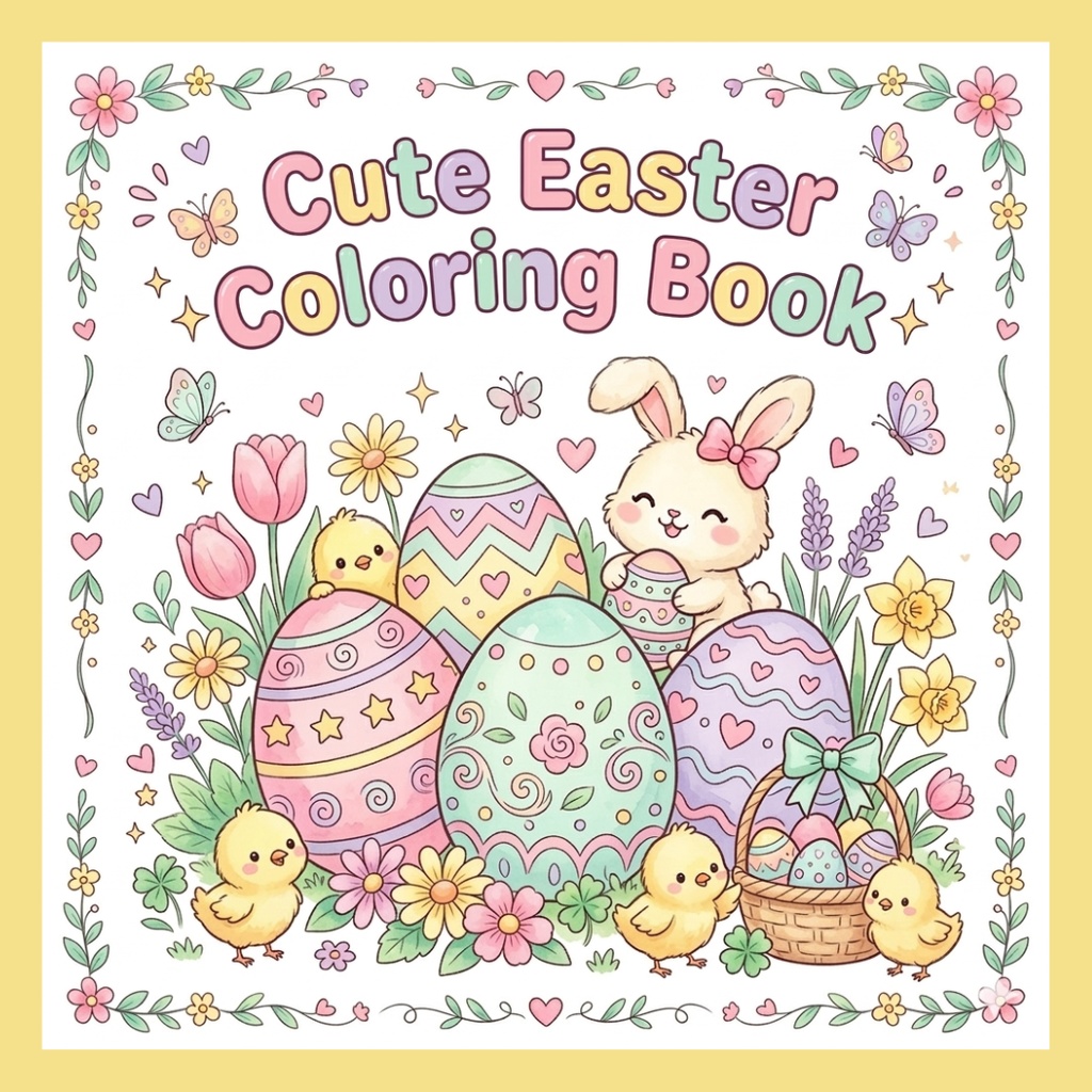 【OPEN記念セール】Cute Easter Coloring Book | デジタルぬりえ30枚セット(おまけ付)