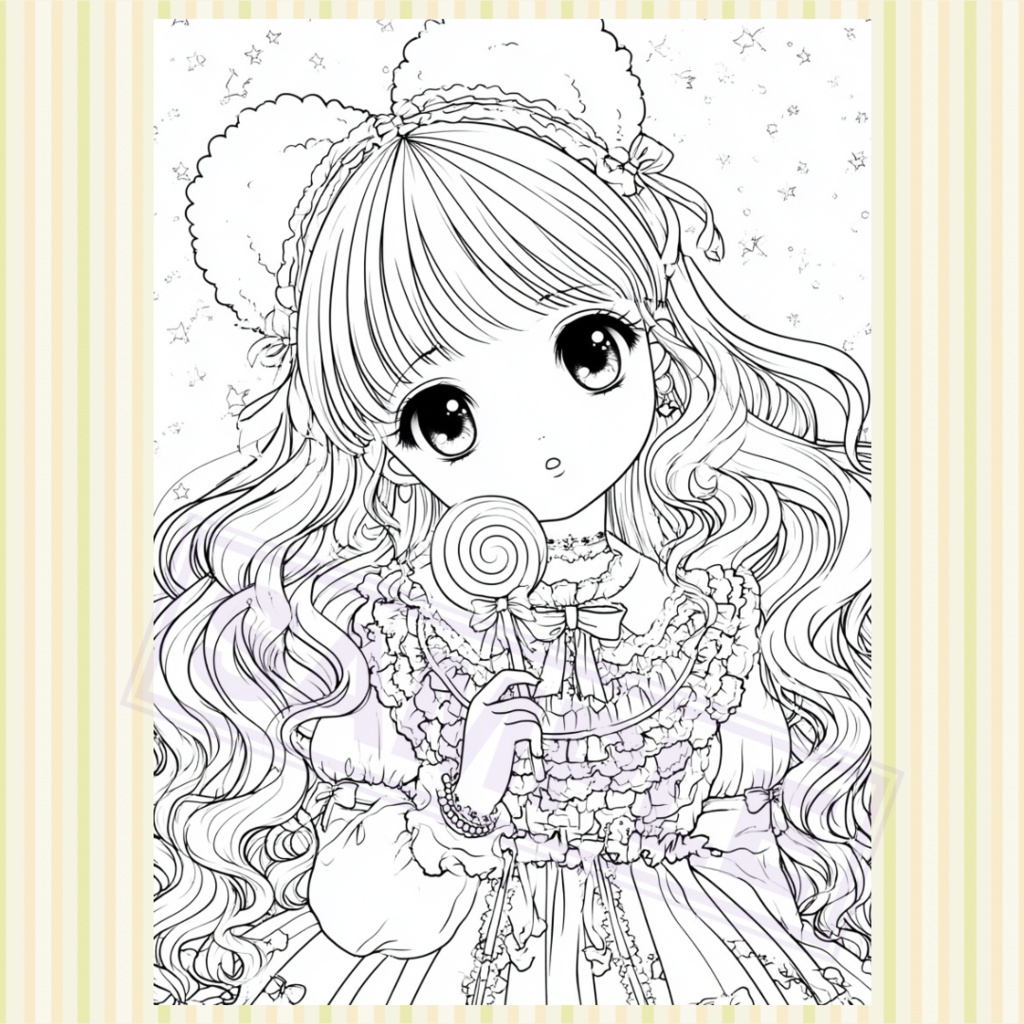 【デジタル・印刷両対応】地雷系・サブカル系美少女 塗り絵線画3枚セット