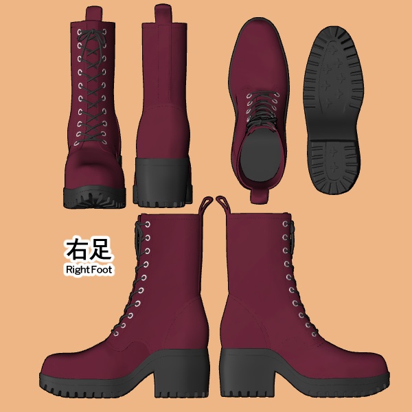 【クリスタ】レースアップブーツ 3D