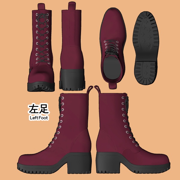 【クリスタ】レースアップブーツ 3D