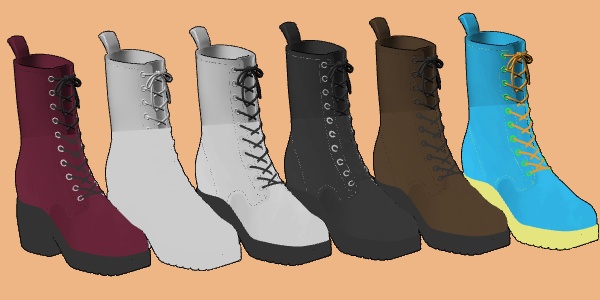 【クリスタ】レースアップブーツ 3D