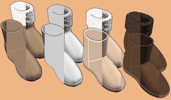 【クリスタ】ムートンブーツ 3D