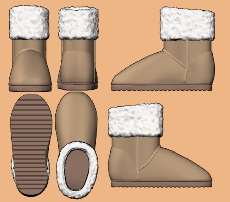 【クリスタ】ムートンブーツ 3D