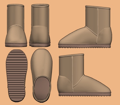 【クリスタ】ムートンブーツ 3D