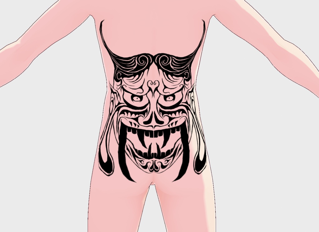 【VRoidテクスチャ】トライバル般若浴衣(おまけトライバル般若タトゥー)