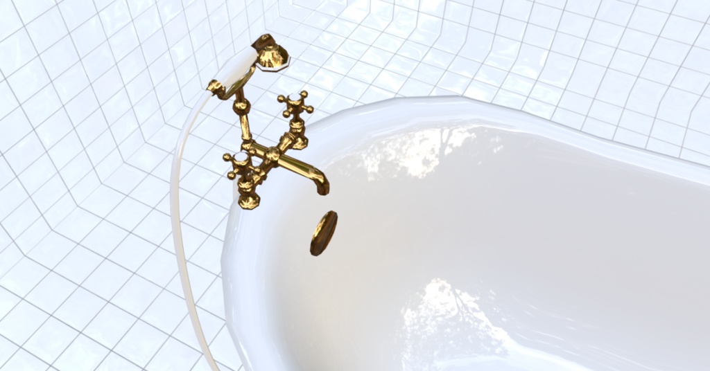 【3D素材_fbx】 猫足バスタブ お風呂 【モデル_オブジェクト_blender】