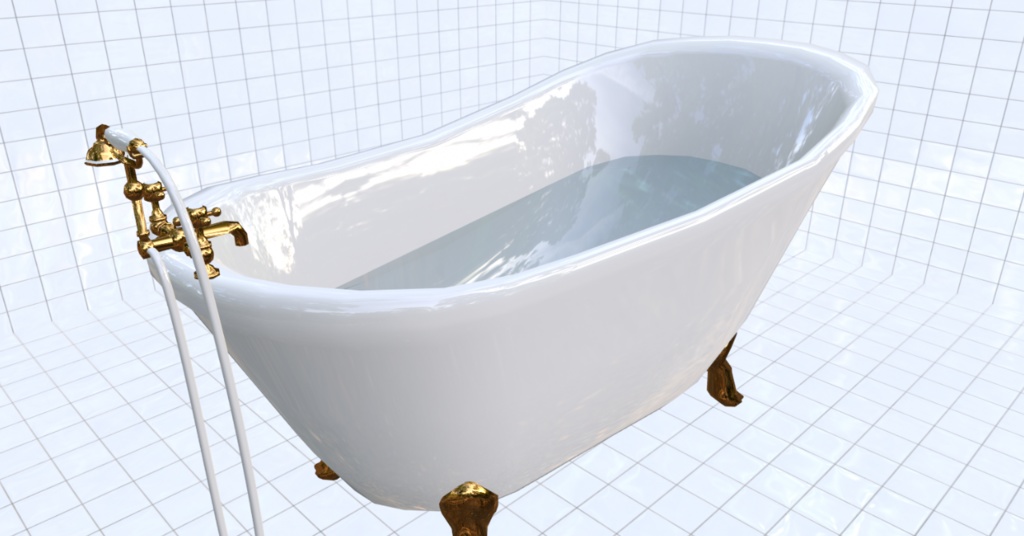 【3D素材_fbx】 猫足バスタブ お風呂 【モデル_オブジェクト_blender】