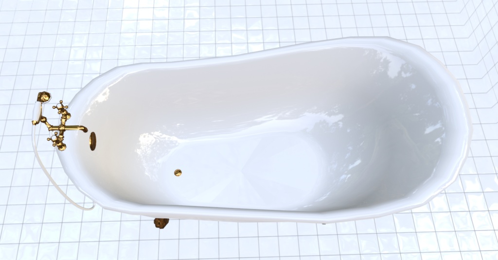 【3D素材_fbx】 猫足バスタブ お風呂 【モデル_オブジェクト_blender】