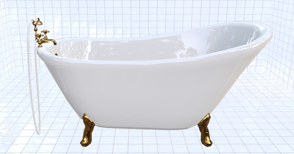 【3D素材_fbx】 猫足バスタブ お風呂 【モデル_オブジェクト_blender】